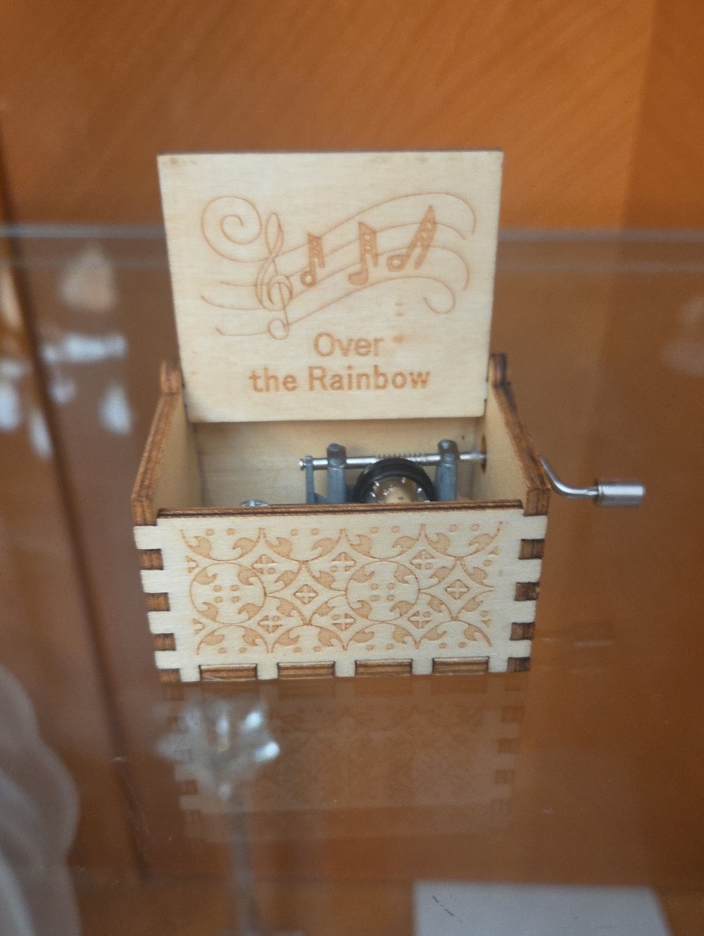 Wooden Hand-Crank Music Box - "Over the Rainbow"